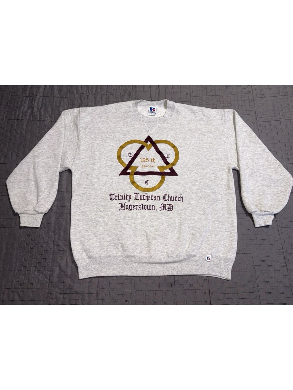 Vintage 90โs Russell Athletic Trinity Lutheran Church Sweatshirt USA XL
